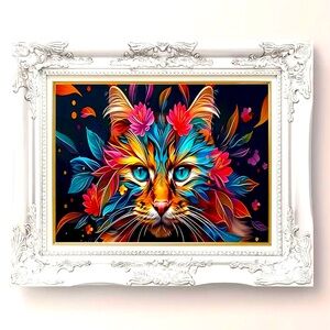 “Kaleidoscope Cat” Canvas Print Vibrant Wall Art